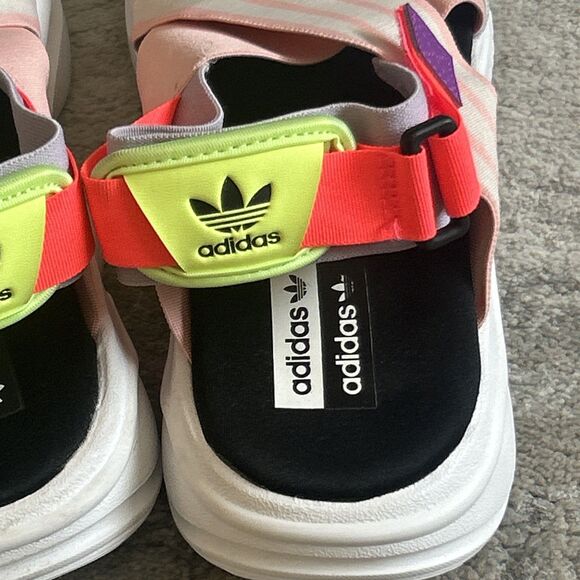 Adidas Magmur Sandals Womens 6 Pink Neon Colorful Strappy Athletic Hook & Loop - Picture 5 of 9
